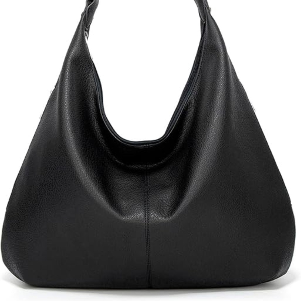 Black Hobo Handbag Fake Leather Pebble Texture EUC Shoulder Strap